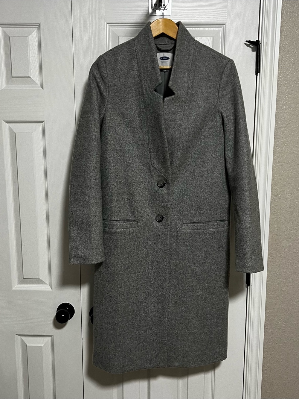 Old Navy Gray Wool Blend Long Coat - Medium Tall